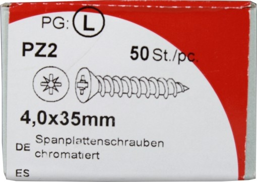 50 Stück Spanplattenschrauben Pozidrive chromatiert 4,0x35mm KP 50