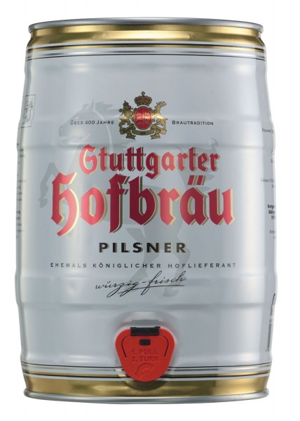 4 x Stuttgarter Hofbräu Pilsner 5 L Partyfass 4,9 % vol