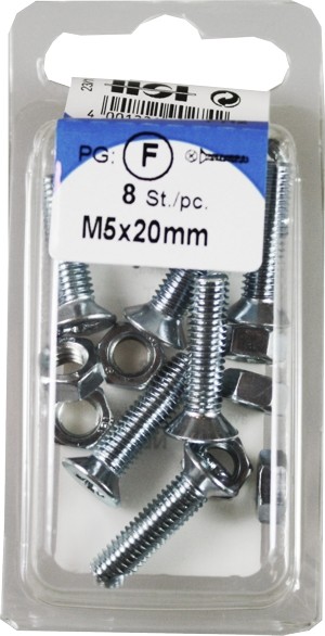 8 Stück Gewindeschrauben mit Muttern M5x20mm