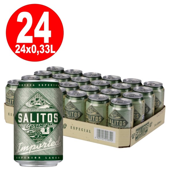 24 x 0,33L Dosen Salitos Cervezal Lagerbier 4,7% Vol inklusive 6€ Pfand - EINWEG MHD 06.04.2021