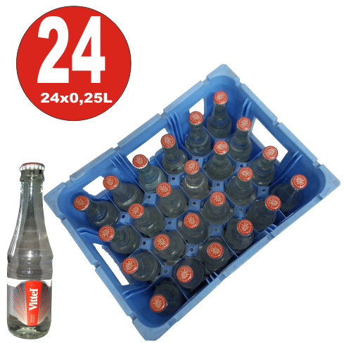 24 x Vittel Gourmet stilles Mineralwasser 0,25L Glas Flasche in Originalkiste MEHRWEG