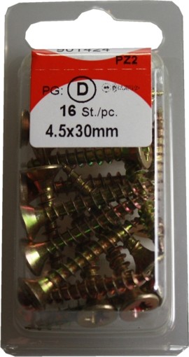 16 Stück Spanplattenschrauben Pozidrive chromatiert 4,5x30mm HP 16