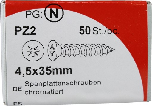 50 Stück Spanplattenschrauben Pozidrive chromatiert 4,5x35mm KP 50