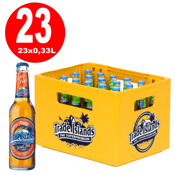 23 x Trade Islands Sunny Peach Premium Ice Tea 0,33L Glasflasche MEHRWEG Reduziert