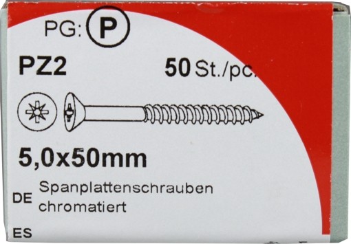 50 Stück Spanplattenschrauben Pozidrive chromatiert 5,0x 50mm KP 50