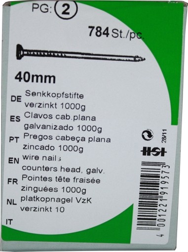 Senkkopfstifte Eisen verzinkt 40mm KP1000g