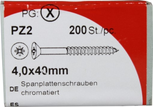 200 Stück Spanplattenschrauben Pozidrive chromatiert 4,0x40mm KP 200