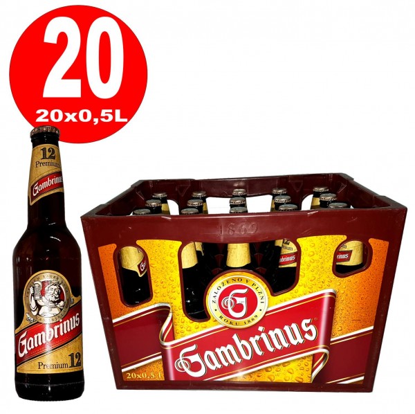 20 x Gambrinus Premium 12 0,5L Flaschen Originalkiste 5,2% vol- MEHRWEG