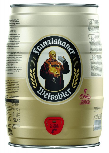 Franziskaner Hefe-Weissbier Naturtrüb 5 L Partyfass 5,0 % vol.