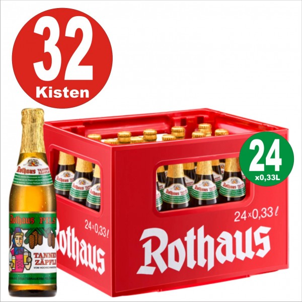 32 Kisten x 24 x Rothaus Tannenzäpfle 0,33 L- 5,1 % Alkohol Originalkiste-auf Europalette MEHRWEG