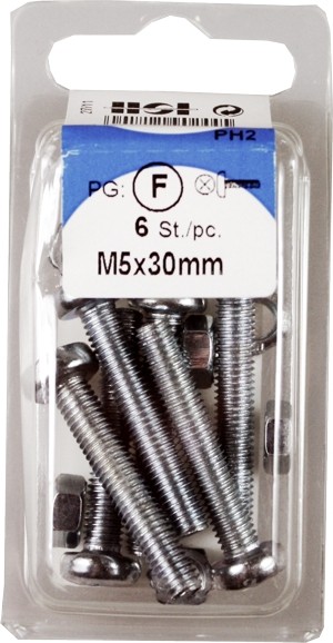 6 Stück Gewindeschrauben mit Muttern M5x30mm