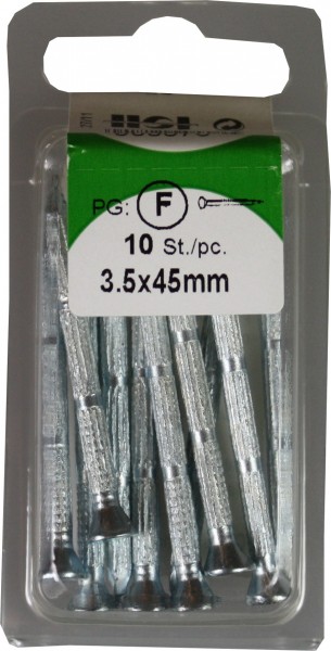 10 Stück Stahlnägel metallisiert 3,5x 45mm