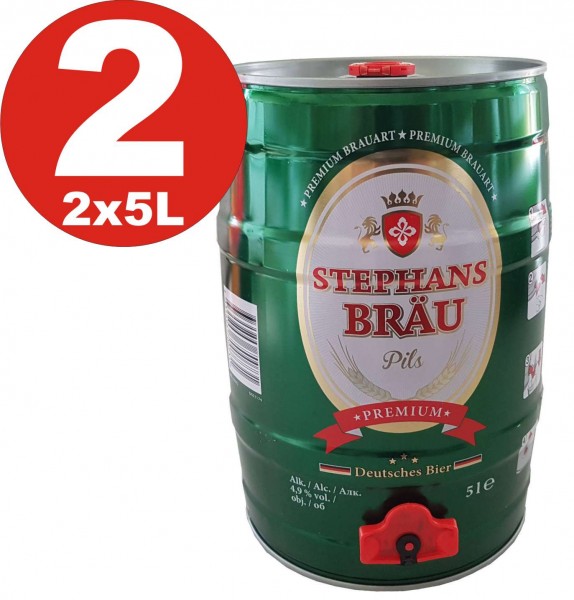 2 x Stephans Bräu Pils Premium 5 Liter 4,9 vol. Partyfass