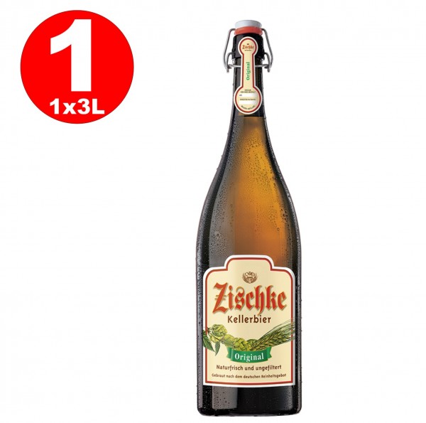 1 x Zischke Kellerbier Original 3 Liter! Bügel-Flasche ungefiltert 4,8% vol MEHRWEG