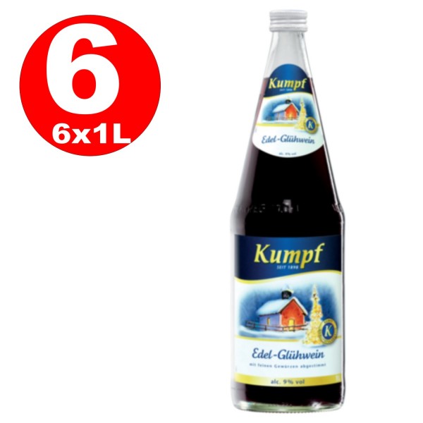 6 x Kumpf Edel Glühwein 9% vol. alc. alkoholhaltiges Heissgetränk MEHRWEG