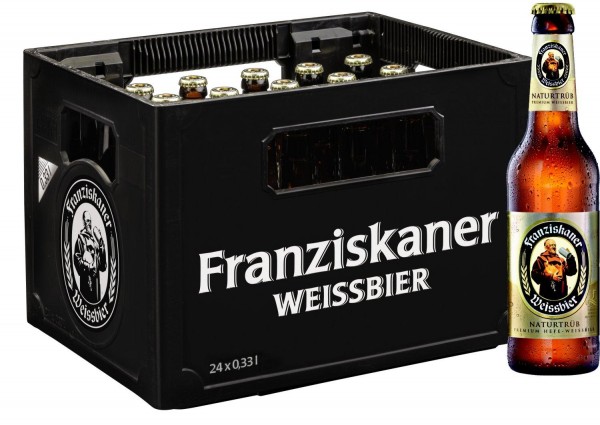 24 x Franziskaner Hefe Weissbier Naturtrüb 0,33L 5,0% vol. Originalkiste MEHRWEG