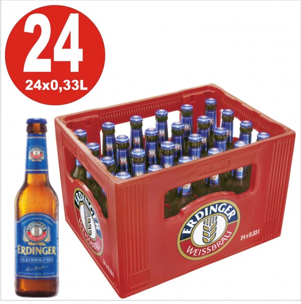 24 x Erdinger Weissbier Alkoholfrei 0,33L Originalkiste MEHRWEG